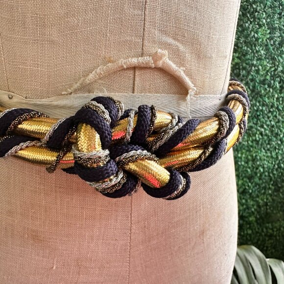Vintage Boho Navy Gold Silver Rope Twisted Twist main image 5